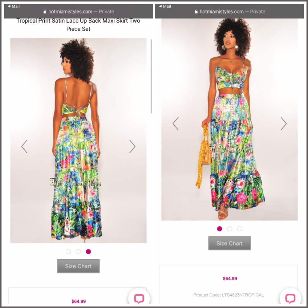 Tropical Print Hot Miami Styles Maxi skirt/top